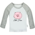 thumbnail image 2 of iDzn Little Ham Funny T shirt For Baby, Newborn Babies T-shirts, Infant Cute Pig Tops, 0-24M Kids Graphic Tees Clothing (Long Gray Raglan T-shirt, 0-6 Months), 2 of 5