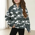 thumbnail image 2 of CLOISE Girls Sweatshirts Boys Teen Long Sleeve Collared Zip up Tops Camouflage with Thumb Hole Casual Fashion Fall Winter Clothes Dark Gray 13T, 2 of 5
