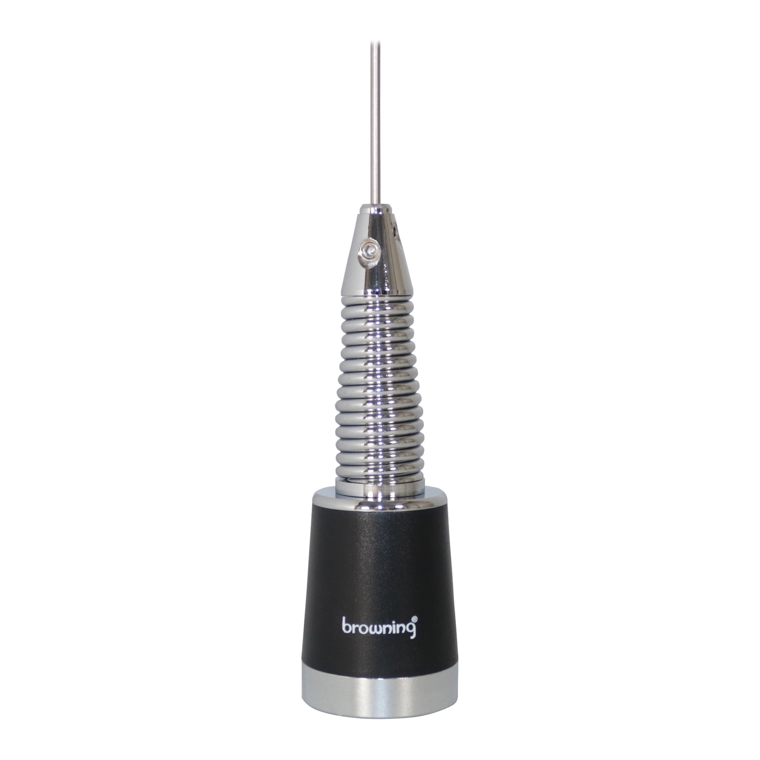 Browning 200-Watt Pretuned Wide-Band 144 MHz to 174 MHz 2.4-dBd-Gain VHF Silver Antenna with Spring and NMO Mounting, BR-158-S