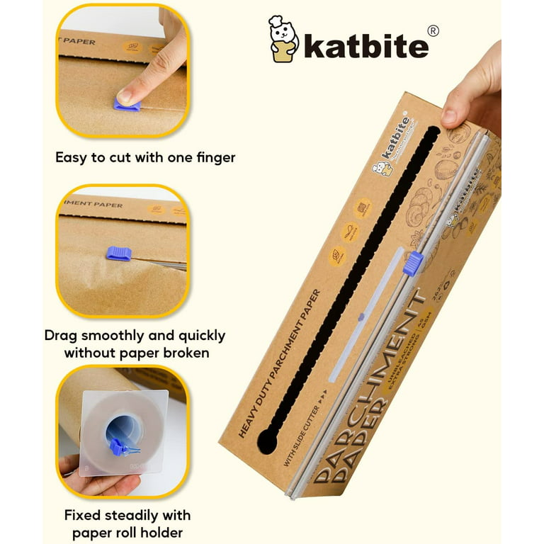 Katbite Heavy Duty Parchment Paper Roll for Baking, 12 in x 262 ft  Non-Stick Baking Paper for Cooking, Baking Cookies, Grilling, Air Fryer and