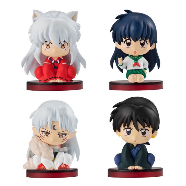4.5cm Gacha Inuyasha Sentado Muñeca Serie Higurashi Kagome Sesshoumaru PVC Anime Figura Modelo De Juguete Regalo Coleccionables
