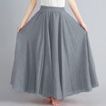 thumbnail image 5 of Homenesgenics Skirt for Women under $5.00 Women Casual Summer Large Solid Elastic Waist Flax A-Line Ankle Long Skirt Blue One Size, 5 of 6