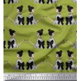 thumbnail image 1 of Soimoi Green Poly Georgette Fabric Bow & Chinese Women Print Fabric by the Yard 42 Inch Wide, 1 of 3