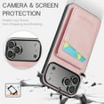 thumbnail image 2 of Allytechgroup Credit Card Slot PU Leather Hard Shell Back Cover Cell Phone Case with Protective Case Cover for Apple iPhone 17 Pro, Pink, 2 of 8