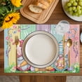 thumbnail image 4 of Easter Bunny Gnomes Placemats Set of 6, Spring Easter Eggs Floral Colorful Wood Placemats for Dining Table, Place Mats for Kitchen Tabletop, Waterproof Wipeable Dining Table Mats Set, 4 of 9