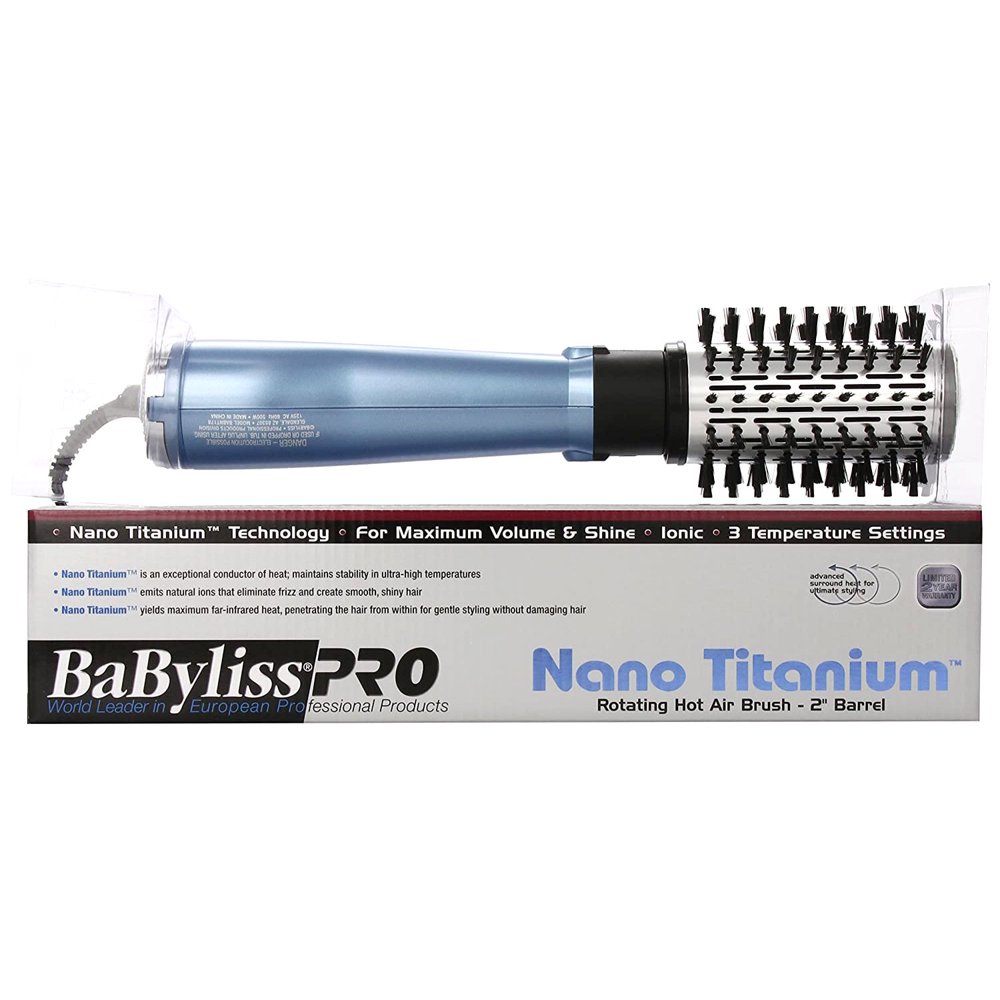 Babyliss Pro Babnt178 Nano Titanium Rotating Hot Air Brush, Blue