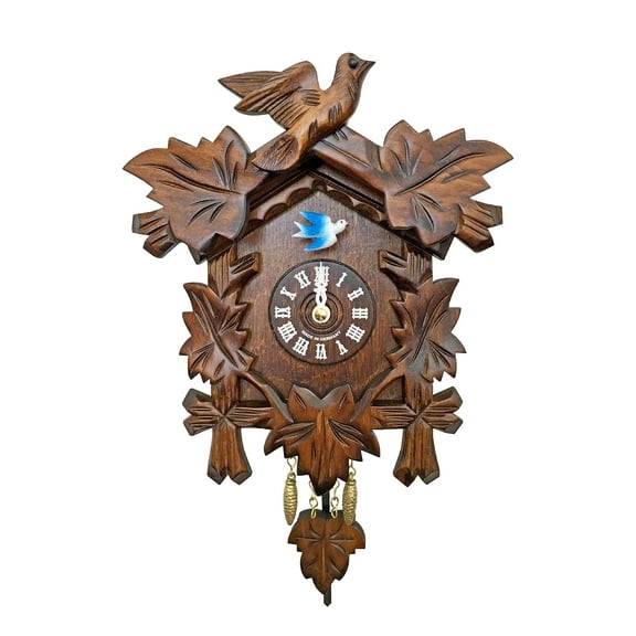 Alexander Taron Importer 0825QP Engstler Battery-Operated Clock - Mini Size with Music/Chimes - 7.5" H x 6.5" W x 2.75" D, Brown