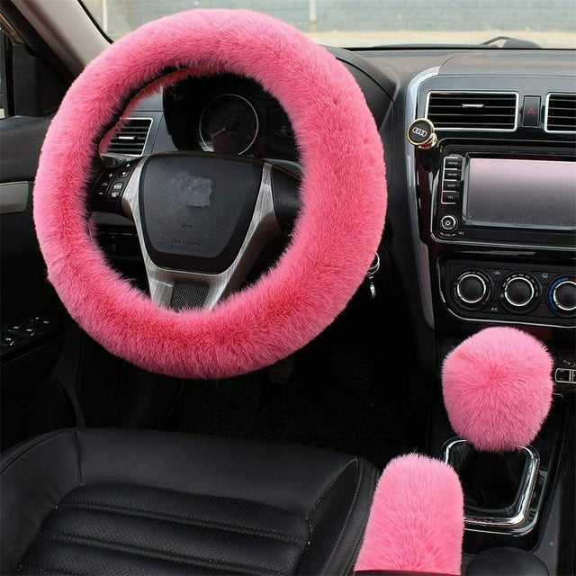 NOGIS Fluffy Steering Wheel Cover, Fuzzy Steering Wheel Cover for Women
