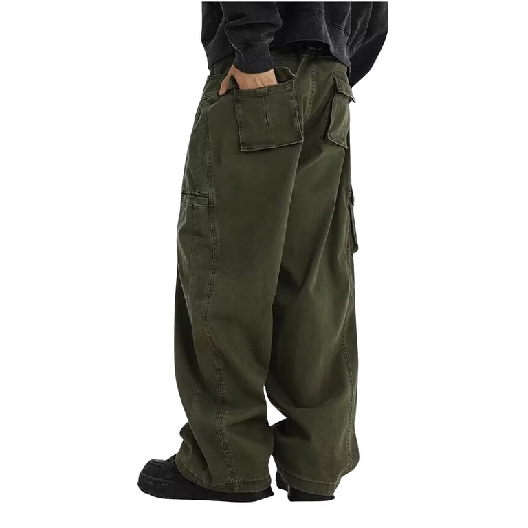 Green Cargo Pants Men Men's Baggy Hip Hop Denim Jeans Loose Fit