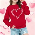 thumbnail image 5 of yoeyez Oversized Crewneck Sweatshirts for Girls Baby Girl Valentines Outfit Heart Printed Long Sleeve Shirts Spring Valentines Clothes Red,2 Years, 5 of 7