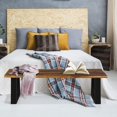 thumbnail image 4 of 57.5" Live Edge Acacia Wood Bnech, 3-Person Backless Outdoor Dining Bench with Metal Legs & Adjustable Foot Pads for Entryway, Balcony, Porch, Backyard, Garden and Poolside (1 Pack), 4 of 8
