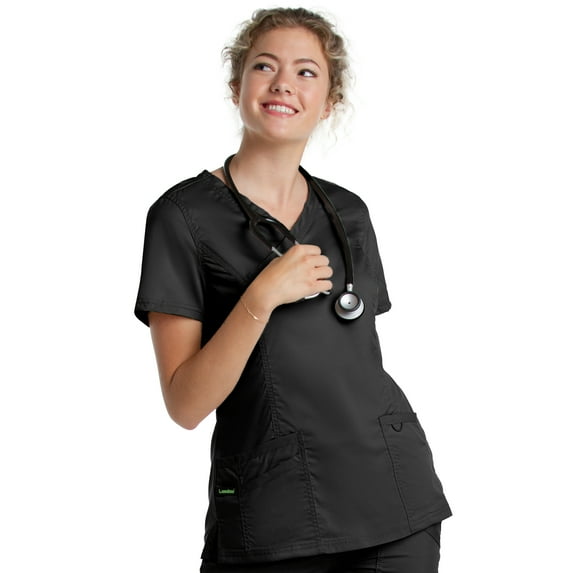 Landau ProFlex Tailored Fit Stretch 3-Pocket Mock Wrap Scrub Top for Women 4161