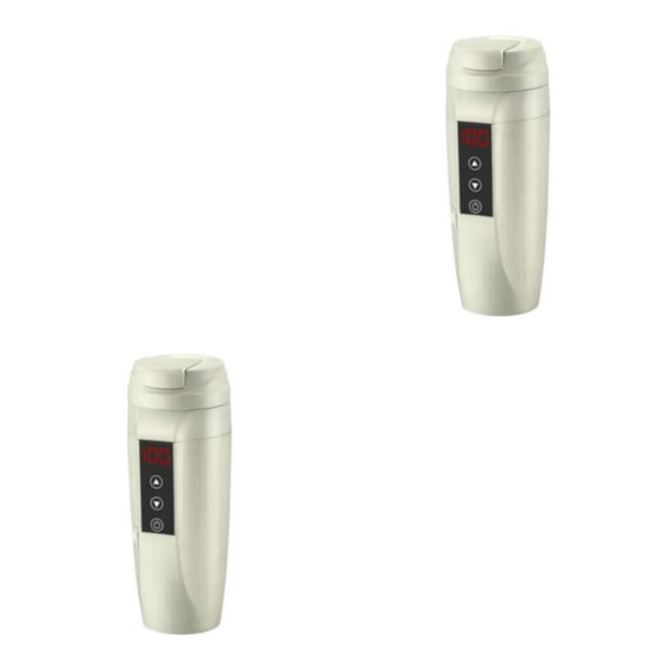 Sidaley Hervidor de agua para coche eléctrico 12V 24V Calentador de café Apto para viajes 450ml Blanco Blanco 2piezas