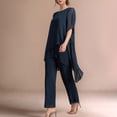 thumbnail image 5 of Joernso Women's 2-Piece Chiffon Set Casual Plus Size Wide Pant Suit Ruffle Asymmetric Layers Wedding Guest Outfit for Spring Summer, 5 of 7