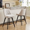 thumbnail image 2 of Bar Stools Set de 2 Moderno Swivel Counter Altura Bar Stools con Back y Madera Legs Unholstered Barstools para Kitchen Island 26 Inch Altura Seat-Linen Beige, 2 of 7