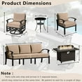 thumbnail image 6 of ASJMR 3PCS Aluminum Armrest Sofa with 2 Swivel Rocking Chairs & 45" Fire Pit Table & Glass Top Table,Outdoor Patio Furniture Conversation Set,Sand, 6 of 7