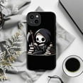 thumbnail image 6 of Cute Grim Reaper Phone Case for iPhone 16 15 14 13 12 11 Pro Max, Halloween Phone Cover with Gothic Skeleton, Spooky Book Lover Design, 6 of 6