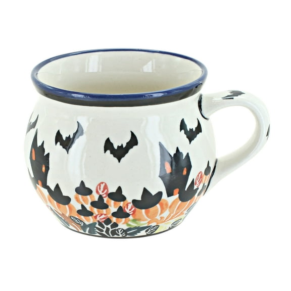 Blue Rose Polish Pottery Haunted House Bell Shaped Mug