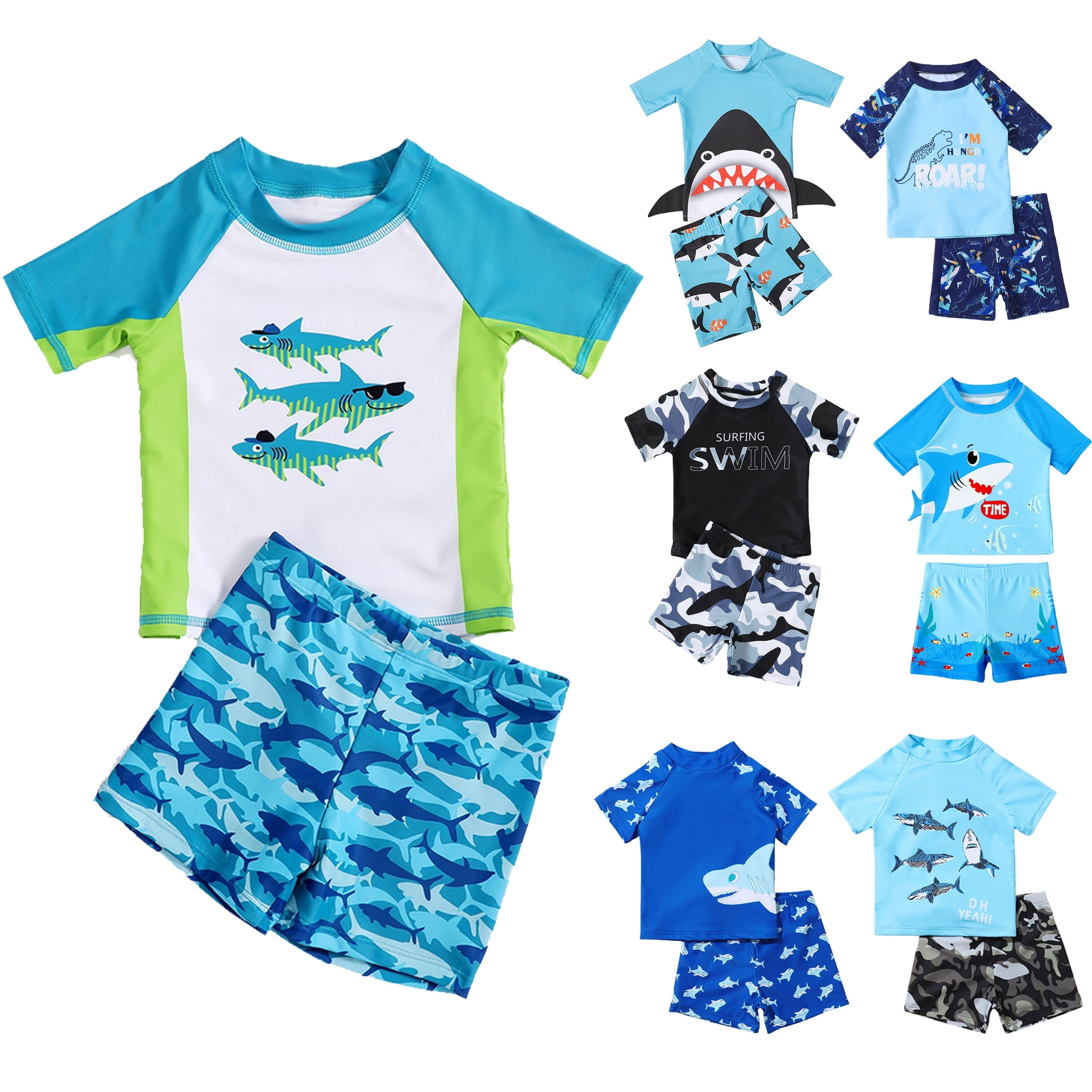 PEYAN Toddler/Baby Boys Swimsuit Bathing Suits Set 2Piece Short Sleeve