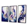 thumbnail image 3 of Designart "Blue and Gold Splatter II" Modern Framed Wall Art Set Of 3 - Blue Abstract Spirals Frame Canvas Set For Living Room Decor, 3 of 6