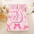 thumbnail image 5 of Manfei Pink Ribbon Bow Bed Sheets For Girls,Kids Letter D Personalized King Sheets,4 Pieces, 5 of 6