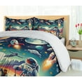 thumbnail image 5 of Ambesonne Outer Space Duvet Cover Set, Surreal Astronaut Moon, Queen, Multicolor Teal Red, 5 of 6