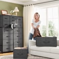 thumbnail image 4 of EnHomee Tall Dresser for Bedroom Furniture Dresser with 16 Drawers Fabric Large Dresser Closet Dresser Slim Chest of Drawers Storage Tower Dresser , Dark Grey, 4 of 7