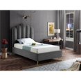 thumbnail image 2 of Maklaine Contemporary Solid Wood and Tufted Velvet Twin Bed in Gray, 2 of 9