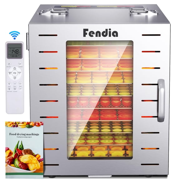 Deshidratador de alimentos Fendia, 10 bandejas de acero inoxidable, 1000 W, 24 horas, temporizador