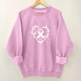 thumbnail image 2 of Womens Pink Sweatshirt Crewneck Breast Cancer Awareness Sweatshirts Long Sleeve Heart Ribbon Print Pullover Tops (L, Pink), 2 of 4