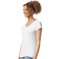 thumbnail image 4 of Gildan Women’s V-Neck White T-Shirt Single Pack Cotton Softstyle Short Sleeves Blank Tee Size - S, 4 of 5