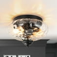 thumbnail image 2 of Rennnsan 2-Light Modern Farmhouse Dome Clear Water Rippled Glass Bubble Flush Mount Ceiling Light, 2 of 5