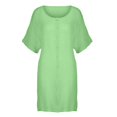 thumbnail image 4 of Wsysadlol Under $10 Womens Summer Dresses Women Solid Color Loose Short Sleeve Mini Dress Lightweight Breathable Cotton Linen Casual Dress Comfort Summer Home Loungewear, 4 of 5
