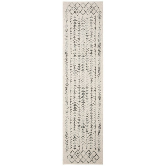 SAFAVIEH Tulum Goddard Moroccan Geometric Runner, 2' x 13', Ivory/Grey