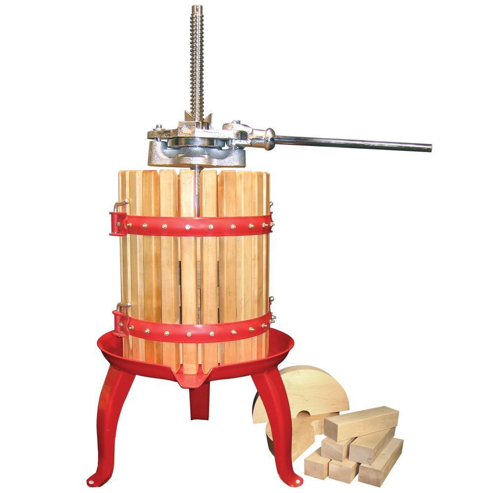 Weston Cast Iron Ratchet System and Wooden Cage Home Fruit Juice and Wine Press