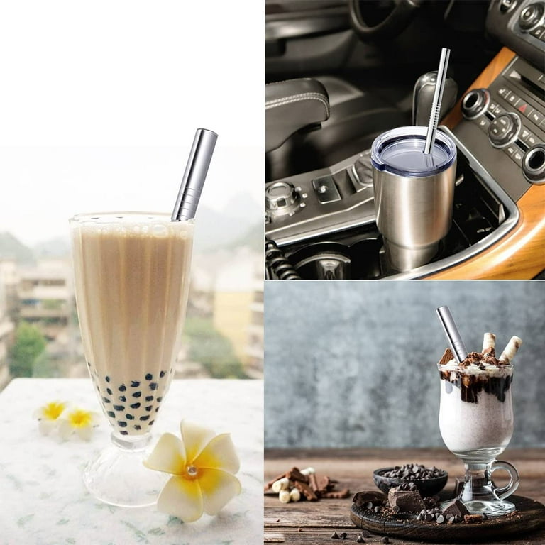 Thick Shake Milkshake Stainless Steel Straws Reusable Metal Drinking Straw  Brush