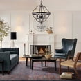 thumbnail image 3 of 6-Light Farmhouse Chandelier Matte Black Pendant Lighting for Kitchen Rustic Vintage Hanging Light Fixture for Dining Room, Living Room, Hallway, Bedroom, Entryway, 3 of 7