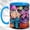 Blue, variant on Neon Ghost Coffee Mug, Halloween Bow Mug, Ceramic 11 oz
