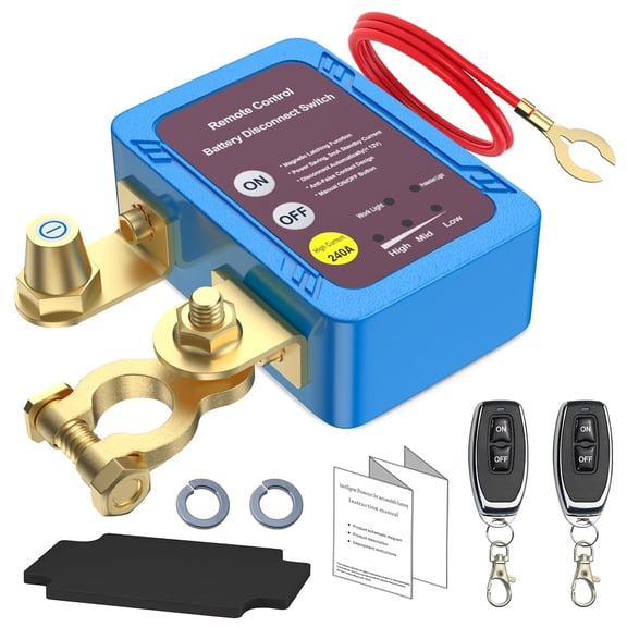 Remote Battery Disconnect Switch 12V 240A Battery Kill Switch for Car Anti Theft Automatic Cut/Shut Off Battery Switch for Auto RV ATV Truck Marine Boat
