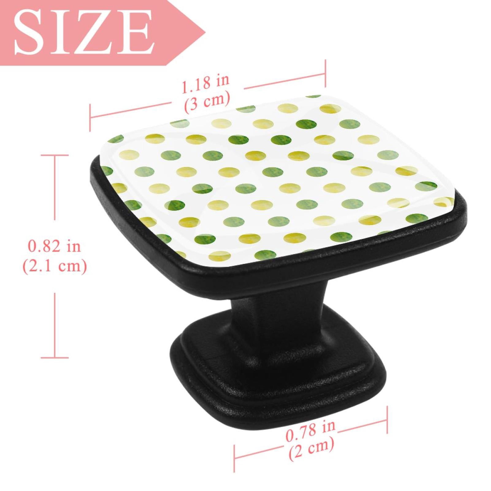 4 Pcs Square Cabinet Handle Cupboard Knob Drawer Pulls Handle Green Yellow Polka Dot Drawer Knobs with Screws Furniture Decoration