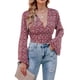 thumbnail image 4 of Txlixc Blusa de manga larga para mujeres, flor / patrón geométrico / vendaje impreso leopardo Txlixc moda, 4 of 9