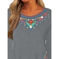 thumbnail image 4 of Gvmfive Women Casual Long Sleeve Asymmetrical Shirt Round Neck Floral Print Tunic Tops, 4 of 4