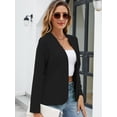 thumbnail image 3 of Solid Simple Blazer, Casual Open Front Long Sleeve Work Outerwear, Women's Clothing, 3 of 3