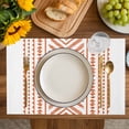 thumbnail image 4 of Orange Boho Placemats Set of 4, Vintage Southwestern Geometric Stripes Placemats for Dining Table, Place Mats for Kitchen Tabletop, Waterproof Wipeable Dining Table Mats Set, 4 of 9