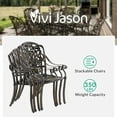 thumbnail image 3 of VIVIJASON 9-Piece Outdoor Furniture Dining Set, All-Weather Cast Aluminum Patio Conversation Set, Include 8 Cushioned Chairs and an Oval Table with Umbrella Hole for Lawn Backyard, Ocean Blue Cushion, 3 of 7