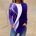 thumbnail image 2 of Graphic Print Shirts for Women Long Sleeve Color Block Plus Size Crew Neck Casual Loose Pullover Tops 90s Outfits for Ladies(Purple,XL), 2 of 5