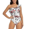 thumbnail image 2 of Yiaed Monkey Print Women One Piece Swimsuits Tummy Control One Shoulder Bathing Suits Pattern Ruffle Swimwear-X-Large, 2 of 8