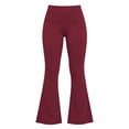 thumbnail image 6 of ClodeEU Women's High Waisted Stretch Flare Yoga Pants with Pockets,Casual Wide Leg Athletic Fitness Trousers Wine,Women's Plus XXL, 6 of 9