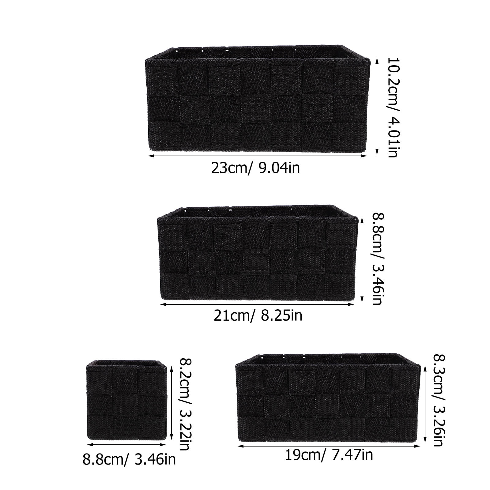 WHAMVOX Black Woven Storage Basket for Bathroom Organization Made of Durable Straw and Iron 1 Set