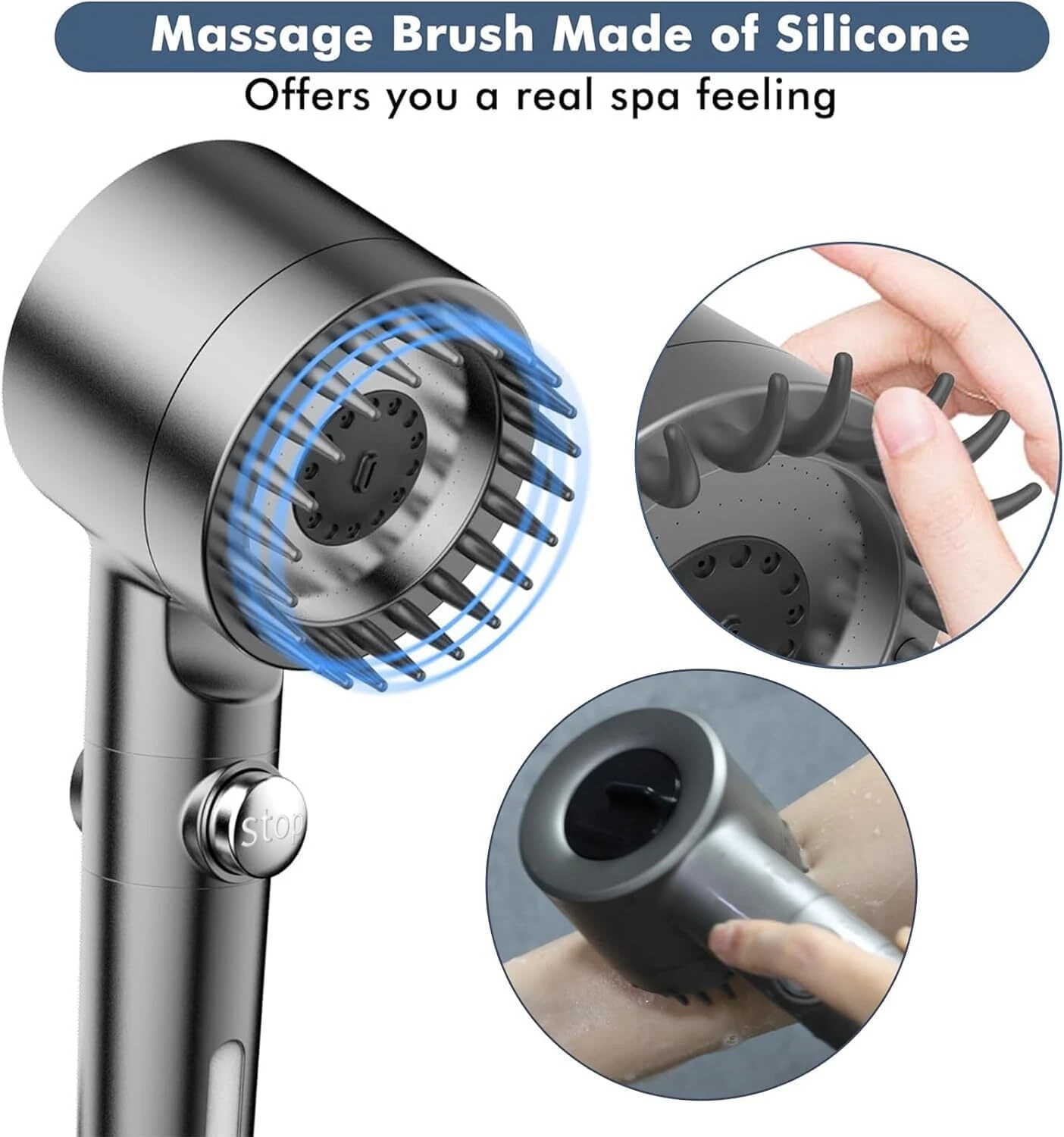 Beteliva RV Handheld Shower Head with Hose, High Pressure 3-Mode Filtered, Water-Saving, Scalp Massage,RV, Camper & Travel Trailer,Easy Installation
